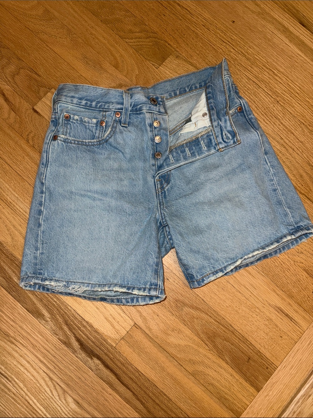 Levi's Light Blue High-Rise Denim Shorts